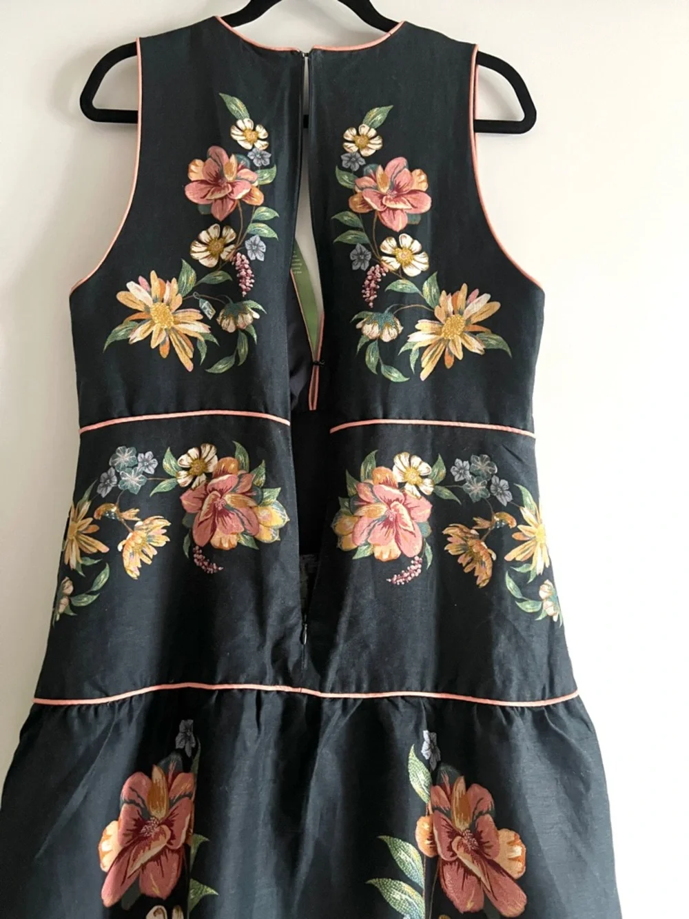 FARM Rio Maira Floral Dark Blue Linen Midi Dress Size Large NWT - Picture 14 of 16